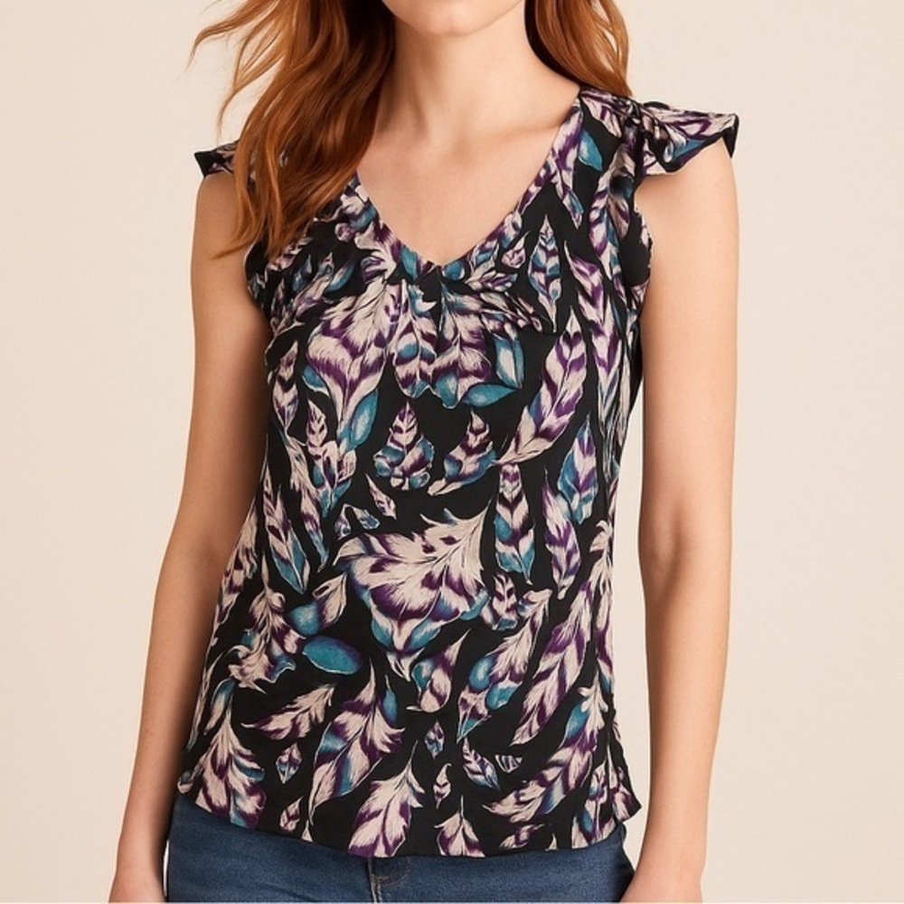 Anthropologie leifsdottir feather silk blouse